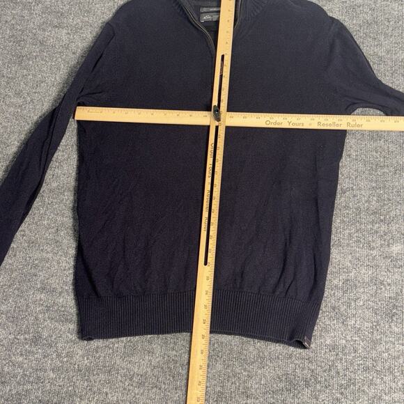 Eddie Bauer‎ Sweater Mens M Navy Blue Half Zip Cotton Cashmere Pullover Soft - Picture 10 of 15
